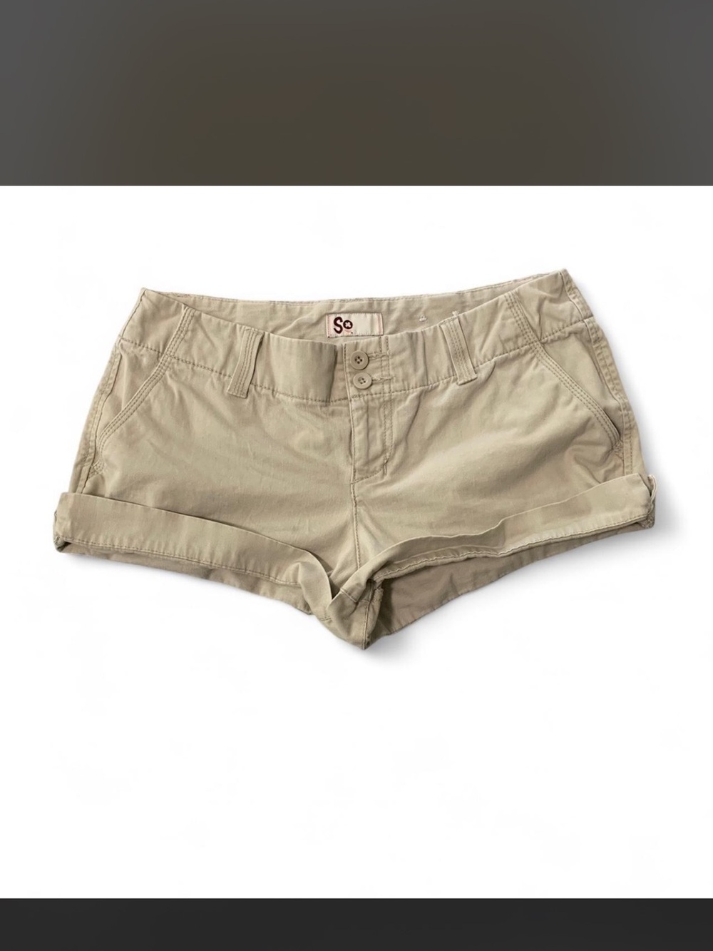 SO Tan Roll-Cuff Cotton Blend Shorts